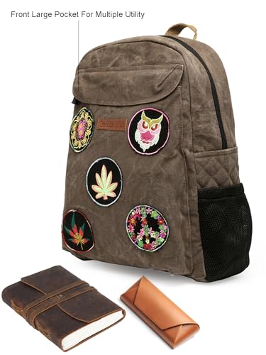 Image of The House of tara Canvas Laptop Backpack for Men & Women 16 Liters | Casual Bag with Waterproof Inner Lining & Laptop Compartment (fits up to 15.6 Inch) | Suitable for College & Travel (Acron Brown)
