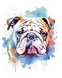 HUANTY Wandbilder auf Leinwand Farbe Haustier Porträt Leinwand Poster Aquarell Hunde Französische Bulldogge Shiba Inu Malerei Tier Kunstdruck Zimmer Home Decor(R,50x70cm)