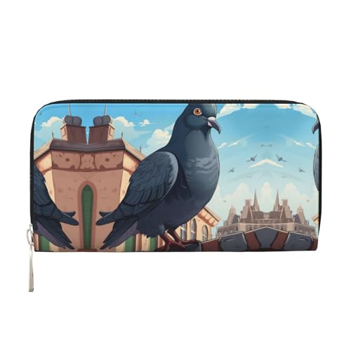 cartoon pigeon Print Women Wallet Trendy Travel-Friendly 7.9X3.9in Casual Clutch Purse Gift for Ladies