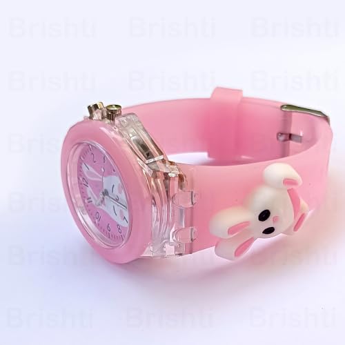 Image of Brishti 3D Cartoon Character Multicolored Glowing Digital Light and Girl's Analogue Wrist Watch | Unique 3D Cute Cartoon Character on Strap | Soft Silicone Strap | Suitable for Age 3-12 Year Kids