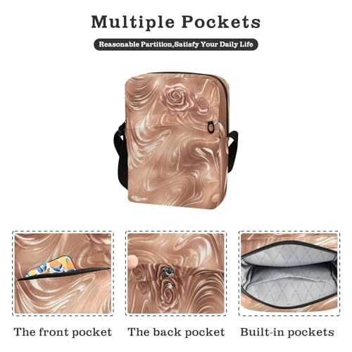 Rose Gold Texture messenger bag for women shoulder bags Cross Body Purse Adjustable Strap for Travel Shopping2