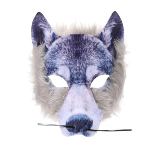 ZORVYN Máscara de lobo 3D carnaval Halloween máscara de meia face cabeça de lobo realista e assustador para crianças e adultos festa de disfarces máscara carnaval