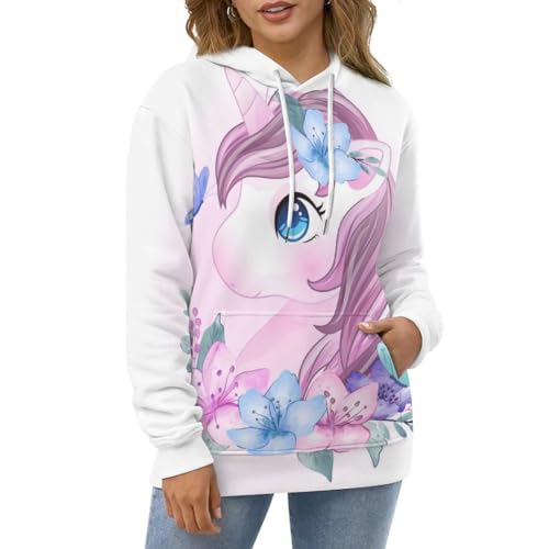 Sweat papillon licorne pour vos soirées détente, pull décontracté unisexe taille S