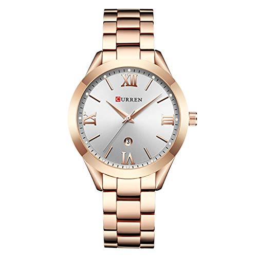 Preisvergleich Produktbild Damen Uhren,TWISFER Geneva Kalenderuhr Armbanduhr Frauen wasserdichte Armbanduhr Römische Ziffern Quartz Damen Uhr mit Edelstahl Armband