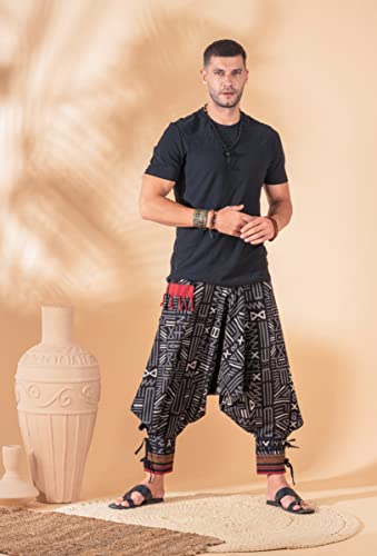 Image of The Veshti Company Hipie Harem Pants for Men Cotton Low Crotch Printed Baggy Bohemian Yoga Pajama Pant (Regular Fit)