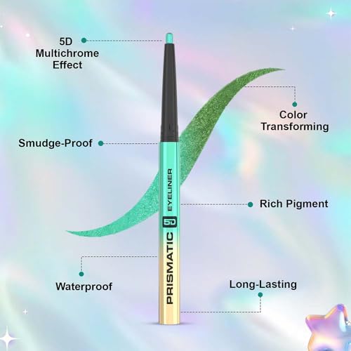 Image of Glam21 Prismatic 5D Eyeliner| Waterproof | Smudge proof | Long lasting eyeliner with easy application | Creamy Formula | Multichrome Effect Bold Color Payoff | Pack Of 2 - 0.4gm Each (Spectrum & Cosmic)