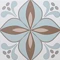 8.7 x 8.7 Cafe De Paris Collection Larose Encaustic Pattern Aqua/Latte Porcelain Tile ( ONE Piece)