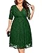 Women Plus Size Dresses for Wedding Guest Emerald Green Bridesmaid Semi Formal Cocktail Lace Midi Party Dark Green Dress
