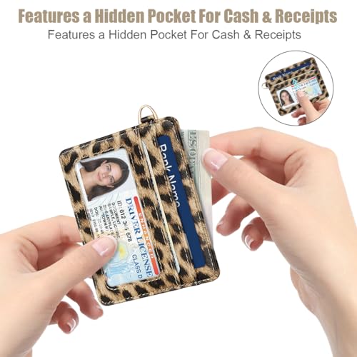 Image of Slim Credit Card Holder Cheetah Print Wallet Women Thin Wallets | RFID Blocking Minimalist Lightweight Small Cute Cards Holders with ID Window, Light Leopard