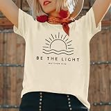 Sulayesh Christian Be The Light Shirts for Women Bible Verse Shirts Jesus Religious Faith Tshirts Inspirational Tees Tops (Apricot,M)