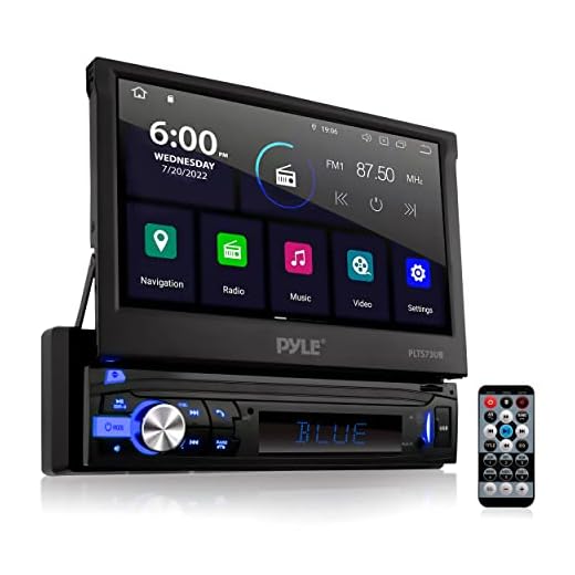 Pyle Car Stereo Video Receiver-Multimedia Disc Player,BT Wireless Streaming,Hands-Free Talking,Motorized Fold-Out 7” Touchscreen Display,Multimedia MP4/MP3/USB/AM/FM Radio,Single DIN-PLTS79DUB