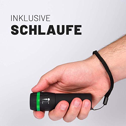 ABSINA kleine LED Taschenlampe batteriebetrieben 2er Pack - Mini Taschenlampe Kinder mit 60 Lumen & 110m Leuchtweite - Kinder Taschenlampe für Jungen & Mädchen stufenlos fokussierbar inkl. Batterie – Bild 5