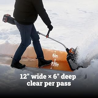 WORX Nitro 40V 12'' Cordless Snow Shovel, Electric Snow Thrower for 4-Car Driveway, Snow Removal with Brushless Motor & 2 Speed Control, 2 × 4.0 Ah Batteries and Charger Included, WG460