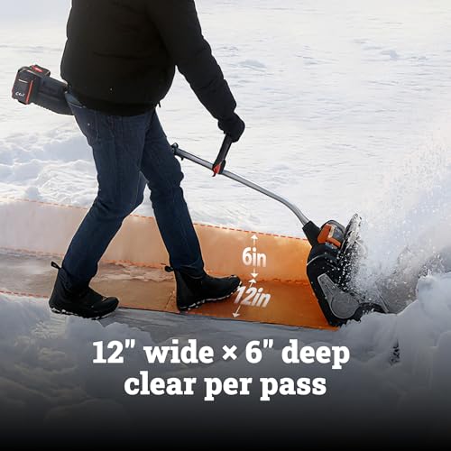 Image of WORX Nitro 40V 12'' Cordless Snow Shovel, Electric Snow Thrower for 4-Car Driveway, Snow Removal with Brushless Motor & 2 Speed Control, 2 x 4.0 Ah Batteries and Charger Included, WG460