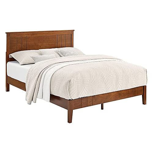 Musehomeinc Mid-Century Modern Solid Wooden Platform Bed With Adjustable Height Headboard For Bedroom,King Size Wooden Bed Frame With Headboard,Wood Slat Support & No Box Spring Needed #TOP3