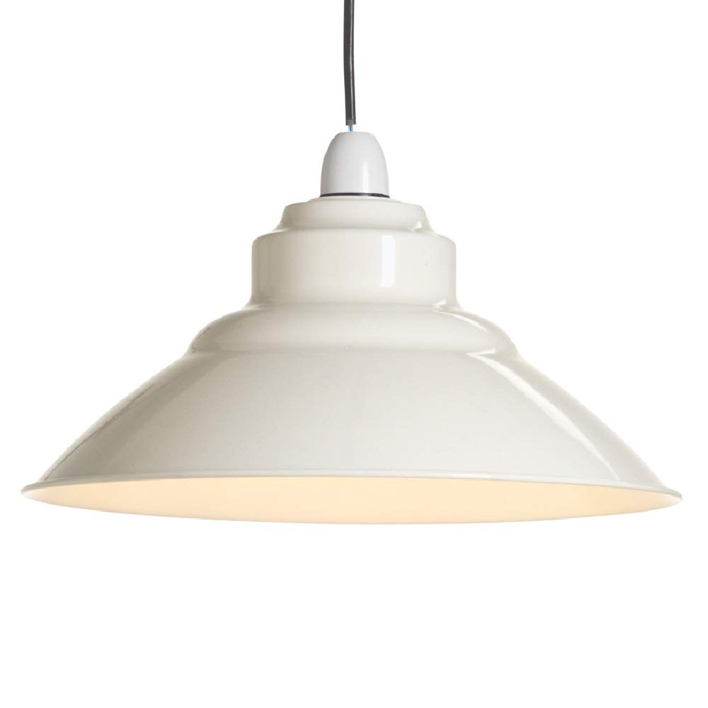 Britalia Cream Metal Vintage None Electric Pendant Light Shade 31Cm - Easy Fit Retro Ceiling Light - Includes Shade Reducing Ring To Fit All Types Of Lampholders