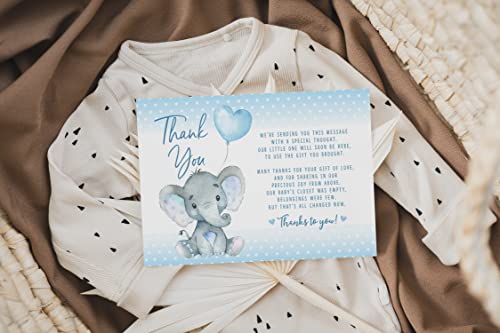 Elephant Baby Shower Thank You Cards 20 Count Pre-Written Thank You Cards, Baby Sprinkle Blue Dots #TOP6