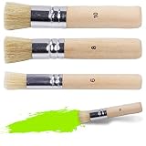 3 Pcs Wooden Stencil Brushes Pure Natural Stencil Brushes, Painting Bristle Brushes for Acrylic Oil