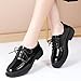 QHH Black Oxford Shoes for Women Womens Oxford Shoes Lace-Up Patent Leather Flat Non-Slip Oxfords Shoes Fashion Classic Business Casual Comfortable Dressy Office Work Shoes for Women's Ladies US 7.5