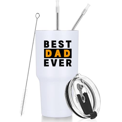 Gifts for Best Dad Ever - 1pc 30oz Special and Funny Tumbler for Man, Insulated Mug with Lid and Straw, Gift Ideas for Christmas, Birthday, New Year, Thanksgiving, Water Cups, Stocking Stuffers
