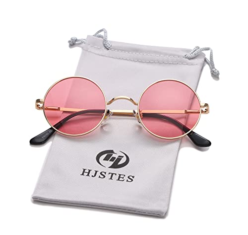 HJSTES Polarized Round Sunglasses Womens Men Retro Hippie Glasses Small Circle Sunnies