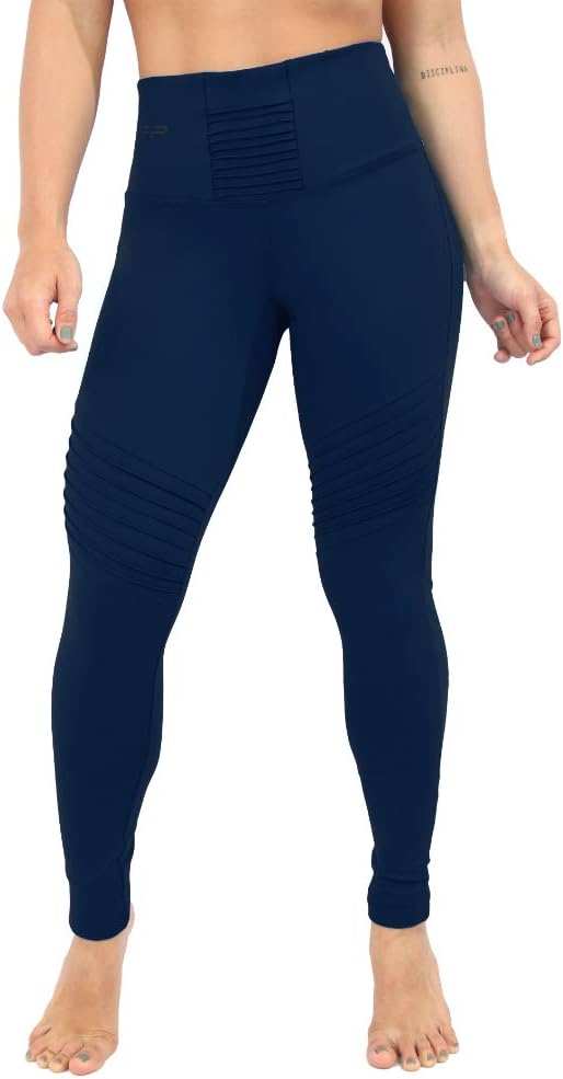 Colombian High Waist Leggings Waisted Fiber Yoga Pants Pilates Women Tummy Control Compression FP Blue