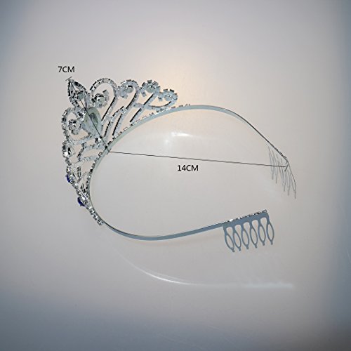 Wedding Prom Bridal Crown Rhinestone Crystal Tiara Princess Headpieces Girls Tiara Accessory With Comb (Silver & Blue) #TOP6
