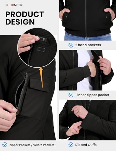 Image of TBMPOY Men's Winter Bomber Jacket Fall Casual Windbreaker Softshell Jackets