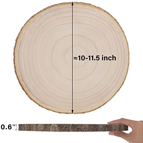 Prsildan 4 Pcs Large Natural Wood Slices, 10-11.5 Inches Unfinished Wood Centerpieces for Tables, DIY Round Wooden Circle Sign Crafts for Wedding Party Décor