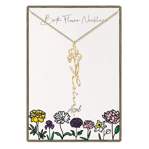 Custom Birth Flower Name Necklace Personalized 925 Sterling Silver Floral Jewelry Bridesmaid Proposal Gifts for Women