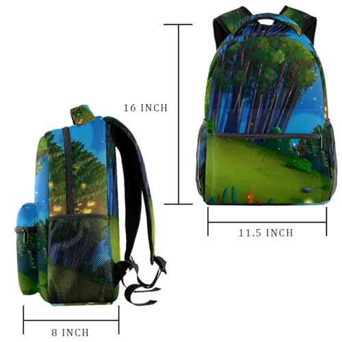 Sac à dos d'école forêt nocturne avec luciole multicolore 40cm