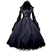Partiss Women's Gothic Victorian Poplin Long Sleeve Hooded Halloween Lolita Witch Dress Black
