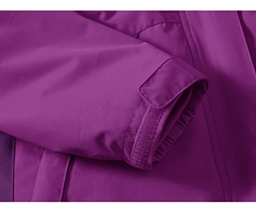 donhobo Womens 3 In 1 Jackets Fleece Ski Jacket Softshell Winter Waterproof Full Zip Windproof Coat Zip Pockets(Purple,XL) - Image 8