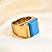 LXBQYSTO Men's Stainless Steel Vintage Square Gem Rings Gold and Silver Fashion Ring Party Wedding Gift For Men (Square-Gold-Turquoise, 7)