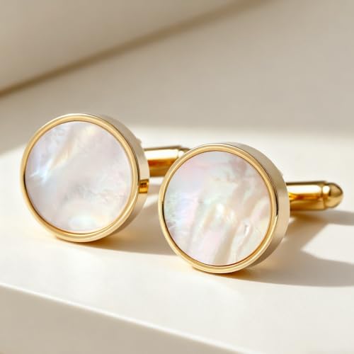 Set de Mancuernas para Hombre en Cobre Dorado con Nácar miniatura 3