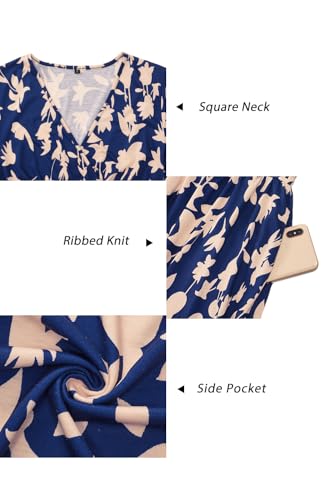 Image of Newshows Women's Pockets Wrap V Neck Floral Summer Vacation Casual Sundress | Wrinkle Free, Stretchy, Summer Beach Floral Sundress 2026, Casual Dress for Vacation, Guaduation, Side Pockets, A-line