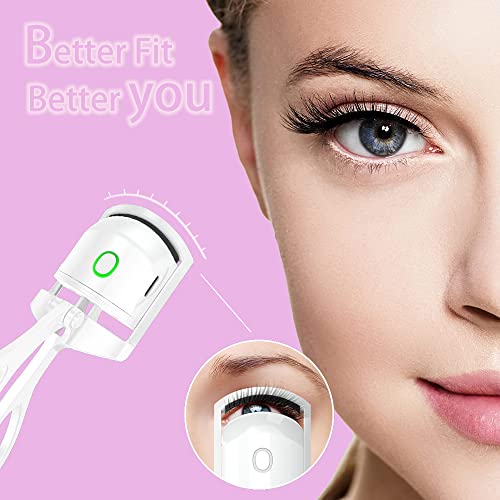 Flybanboo Heated Eyelash Curler, Rechargeable Electric Eye Lash Curlers With Eyebrow Brush Mascara And Comb Separator, Quick Natural Curling Lashes False Applicator Tool(White), 1.0 Count #TOP1