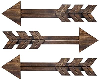 Dahey Rustic Wood Arrow Sign Wall Decor, 15" X 4" Farmhouse Wall Mount Barnwood Decoration for Home or Wedding, Set of 3