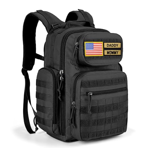 Image of MIRACOL Mens Tactical Diaper Backpack: Waterproof Military-Grade 900D Polyester with MOLLE Webbing - Insulated Pockets for Active Dads – Baby Gear for Hiking Camping Travel