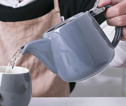 Vellichor Beach 10078983 Premium Grey Porcelain Teapot With Removable Stainless Steel Infuser - Large 550Ml Capacity - Easy Brewing And Stylish Serving - Dishwasher Safe thumb #4