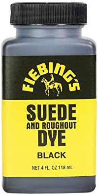 Fiebing's Black Suede Dye (4 oz) - Recolor, Brighten & Restore Suede & Roughout Leather Shoes, Furniture, Purse - Includes Wool Dauber for Easy Application - Flexible When Dry, Won't Crack or Peel