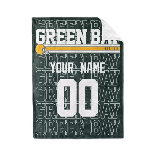 Image of ANTKING Green Bay Throw Blanket for Men Women Boy Custom Name and Number Gifts