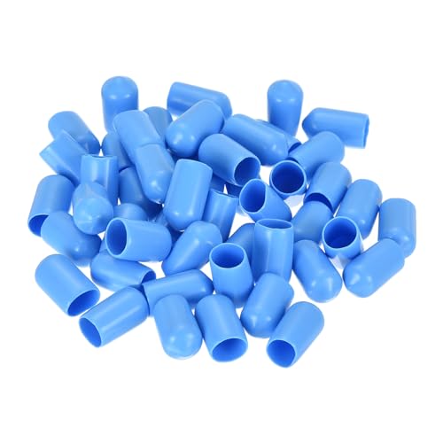 uxcell 50pcs Rubber End Caps 8mm(5/16 inch) ID Vinyl Round Tube Bolt Cap Cover Screw Thread Protectors Light Blue