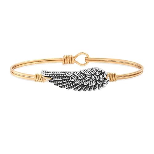Luca + Danni Angel Wing Bangle Bracelet, Spiritual Jewelry Gift For Women, Girls, Wear As Single Or For Stacking - Brass Tone Size Petite Made In Usa #TOP1