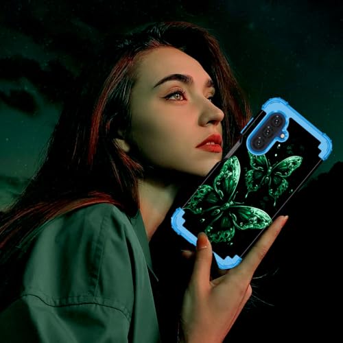Casetego for Galaxy A17 5G Case,Glow in The Dark Three Layer Heavy Duty Sturdy Shockproof Full Protection Rugged Hard PC+Soft TPU Bumper Case for Samsung Galaxy A17 6.7 inch,Black Blue by Casetego - Image 6