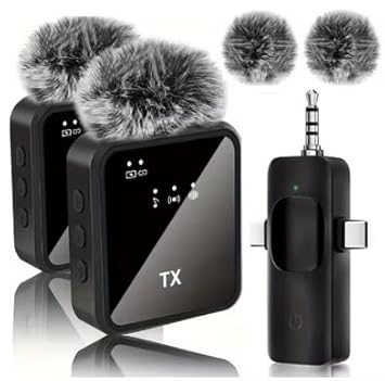 F11-2 Dual Wireless Lavalier Microphone with LED Display Case, Noise Cancelling Lapel Microphone for YouTube, Vlogging, Recording, Plug & Play for iOS, Android (Limited 1 Year Warranty)