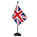 Anley UK Deluxe Desk Flag Set - 6 x 4 Inch Miniature United Kingdom British Desktop Flag with 12" Solid Pole - Vivid Color and Fade Resistant - Black Base and Spear Top