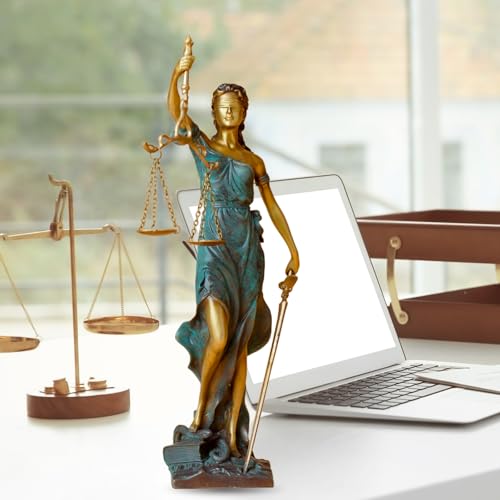 R REALONG Bronze Blind Lady Justice Statue,11
