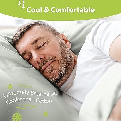 Miniatura 3 de BAMPURE Juego de sábanas de bambú 100% orgánico de 4 piezas, con bolsillo profundo de hasta 16", 1 sábana encimera, 1 sábana bajera, 2 fundas de