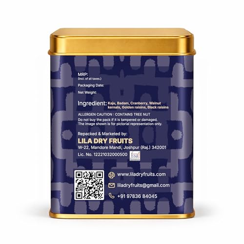 Image of LILA DRY FRUITS Mewa Mix 250 Grams Dry Fruits with Almonds Cashews Walnuts Raisins Cranberries Healthy Snack Trail Mix Energy Rich Nut Mix for Daily Nutrition & Gifting Pack Perfect for Gifting